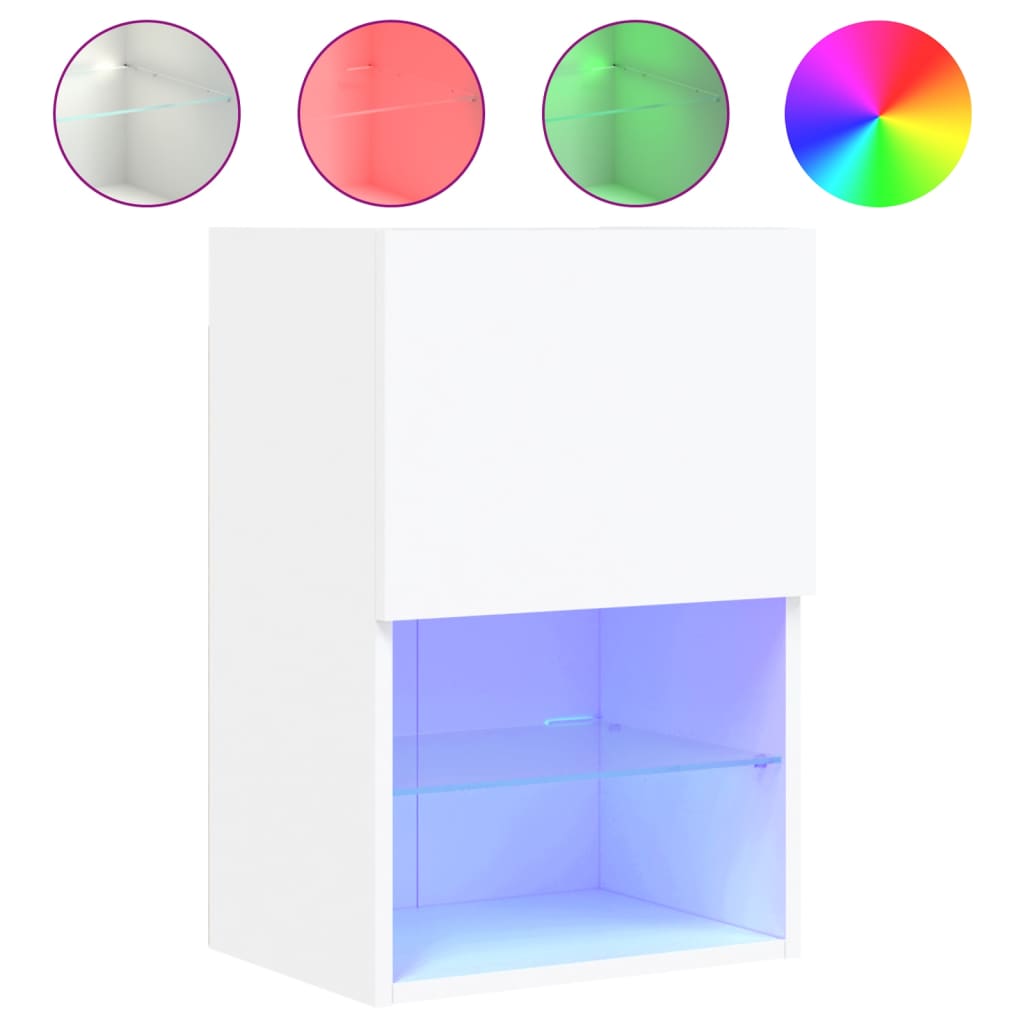 vidaXL Comodă TV cu lumini LED, alb, 40,5x30x60 cm vidaXL Comodă TV cu lumini LED, alb, 40,5x30x60 cm