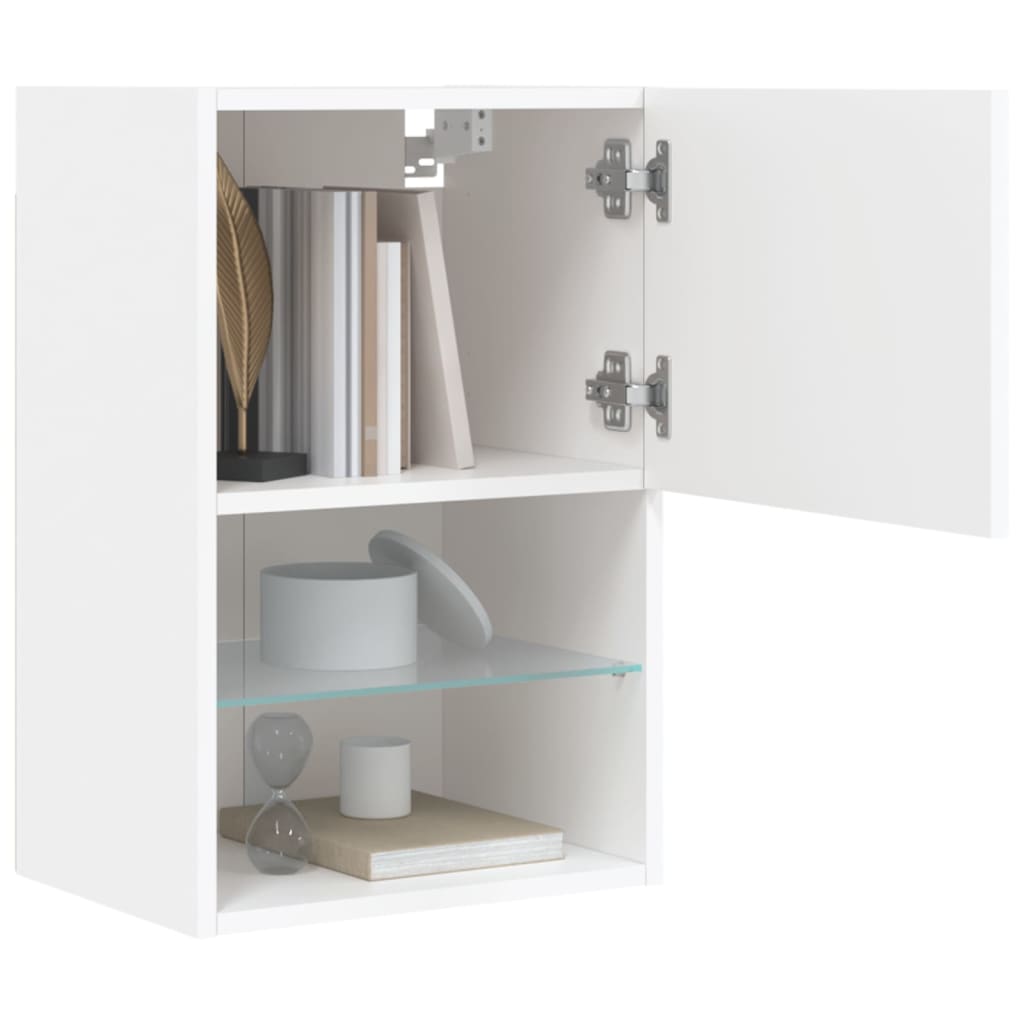 vidaXL Comodă TV cu lumini LED, alb, 40,5x30x60 cm vidaXL Comodă TV cu lumini LED, alb, 40,5x30x60 cm