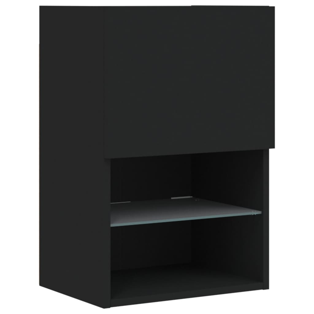 vidaXL Comodă TV cu lumini LED, negru, 40,5x30x60 cm