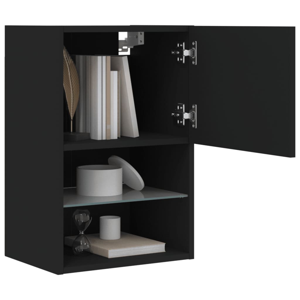 vidaXL Comode TV cu lumini LED, 2 buc., negru, 40,5x30x60 cm