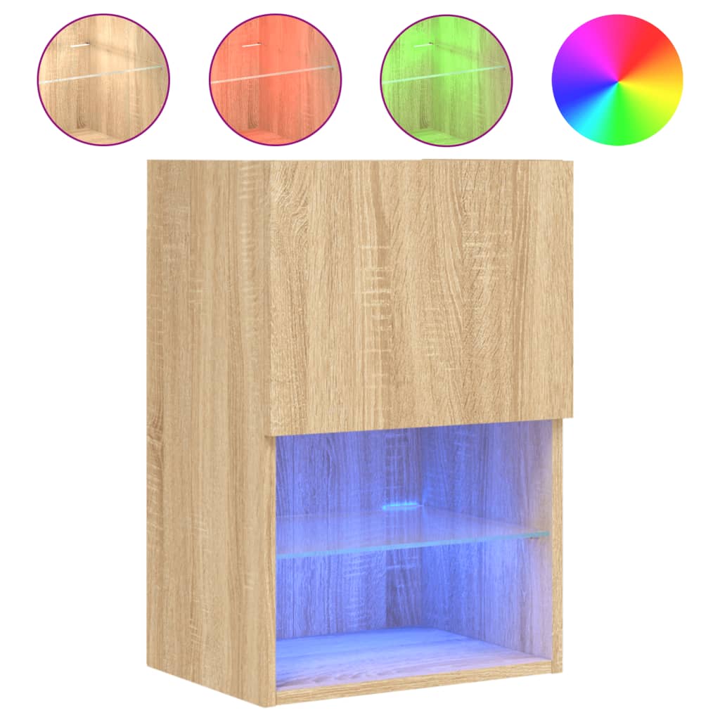 vidaXL Comodă TV cu lumini LED, stejar sonoma, 40,5x30x60 cm