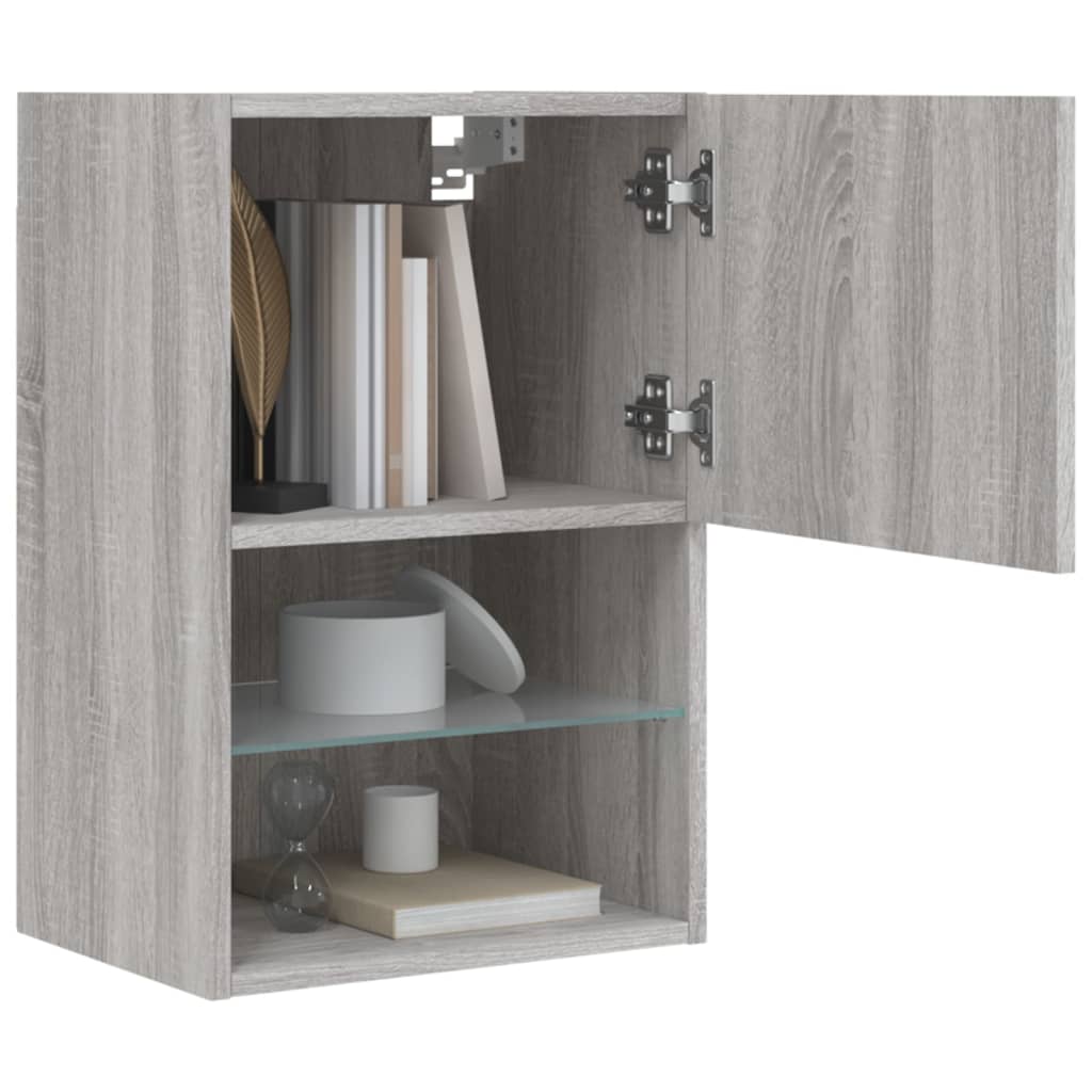 vidaXL Comodă TV cu lumini LED, gri sonoma, 40,5x30x60 cm vidaXL Comodă TV cu lumini LED, gri sonoma, 40,5x30x60 cm