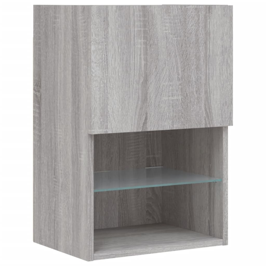 vidaXL Comodă TV cu lumini LED, gri sonoma, 40,5x30x60 cm vidaXL Comodă TV cu lumini LED, gri sonoma, 40,5x30x60 cm