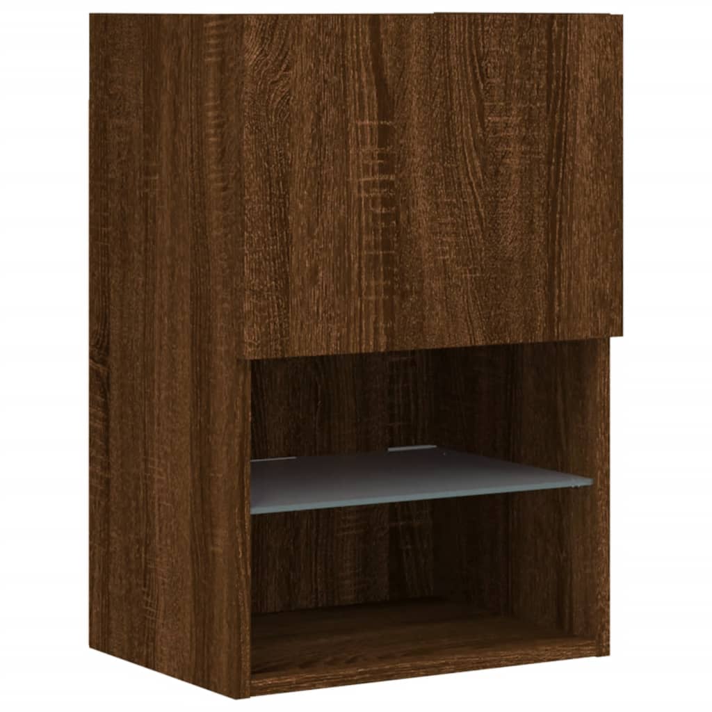 vidaXL Comodă TV cu lumini LED, stejar maro, 40,5x30x60 cm