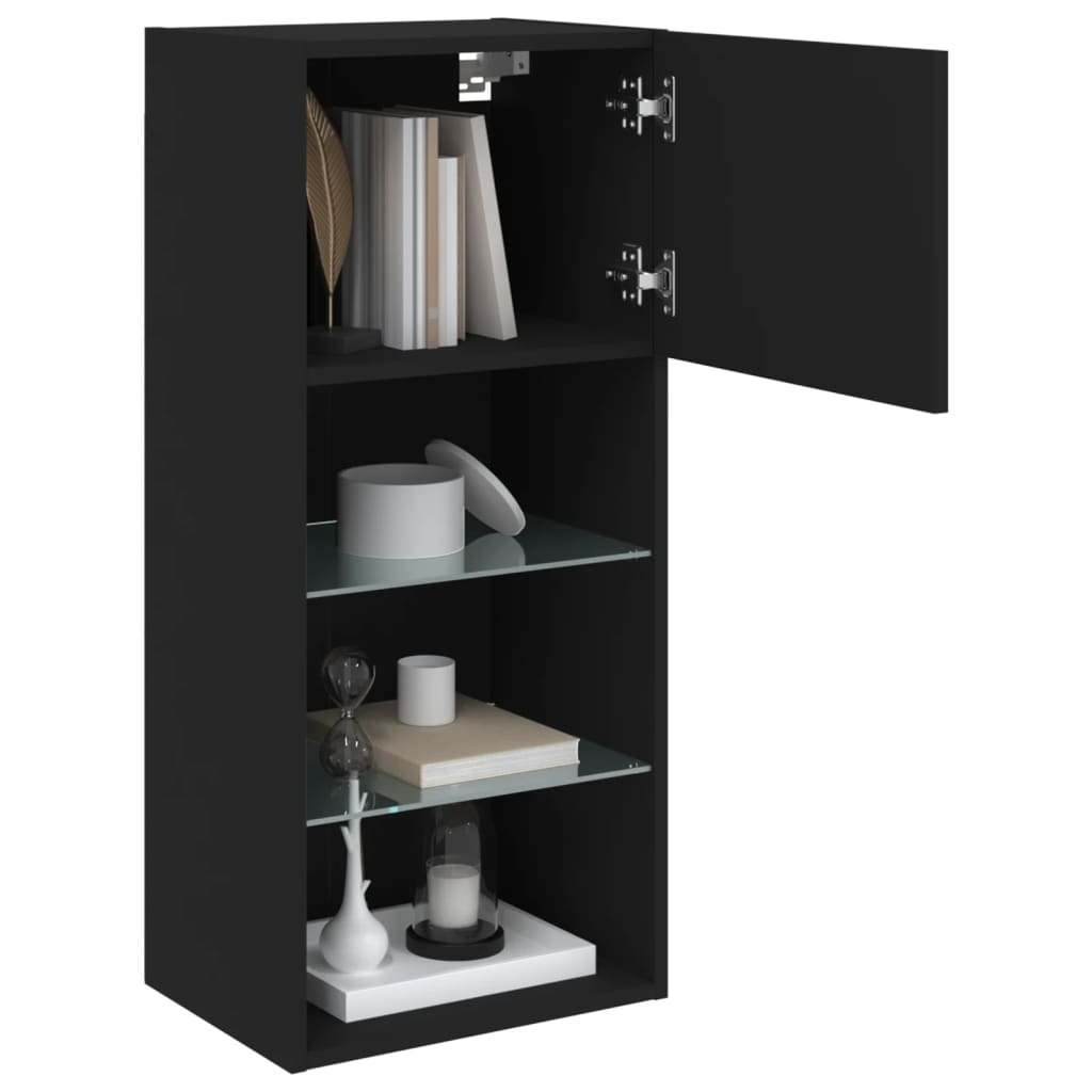 vidaXL Comodă TV cu lumini LED, negru, 40,5x30x90 cm
