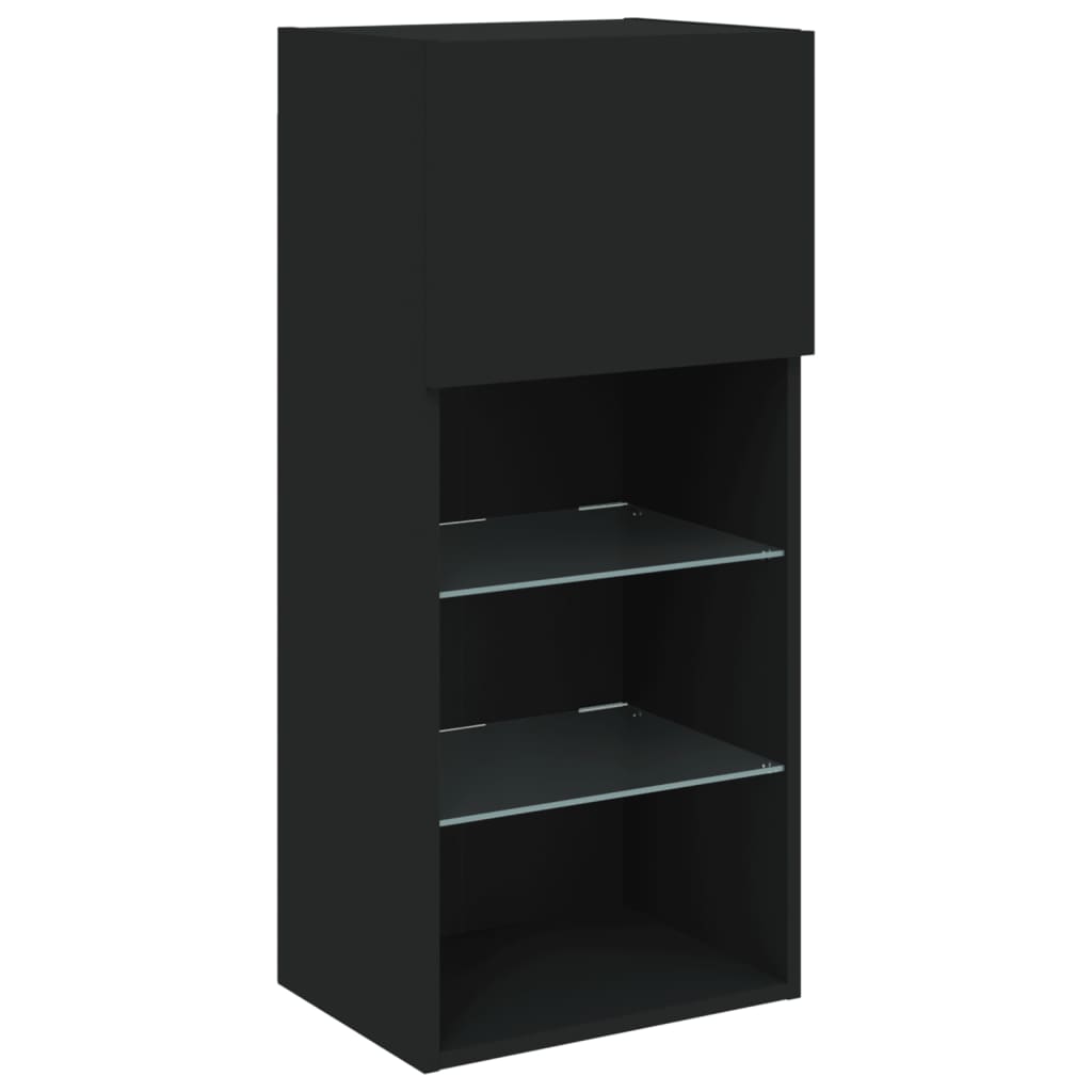 vidaXL Comodă TV cu lumini LED, negru, 40,5x30x90 cm
