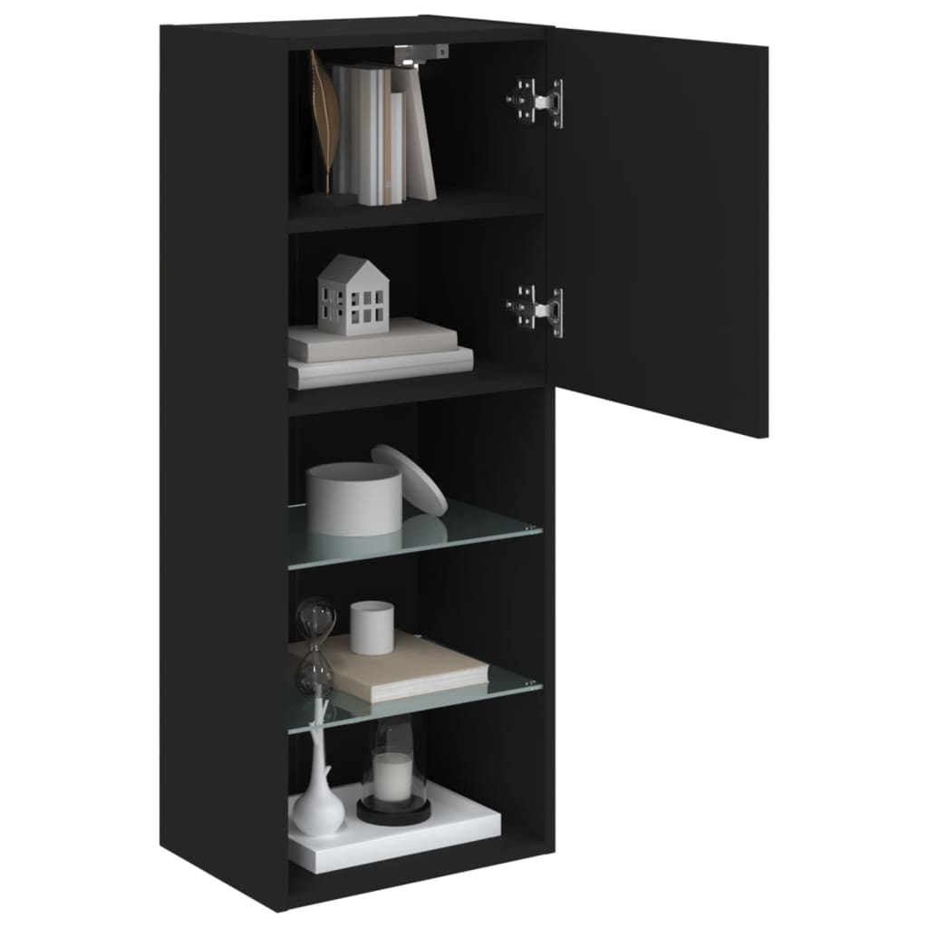 vidaXL Comodă TV cu lumini LED, negru, 40,5x30x102 cm