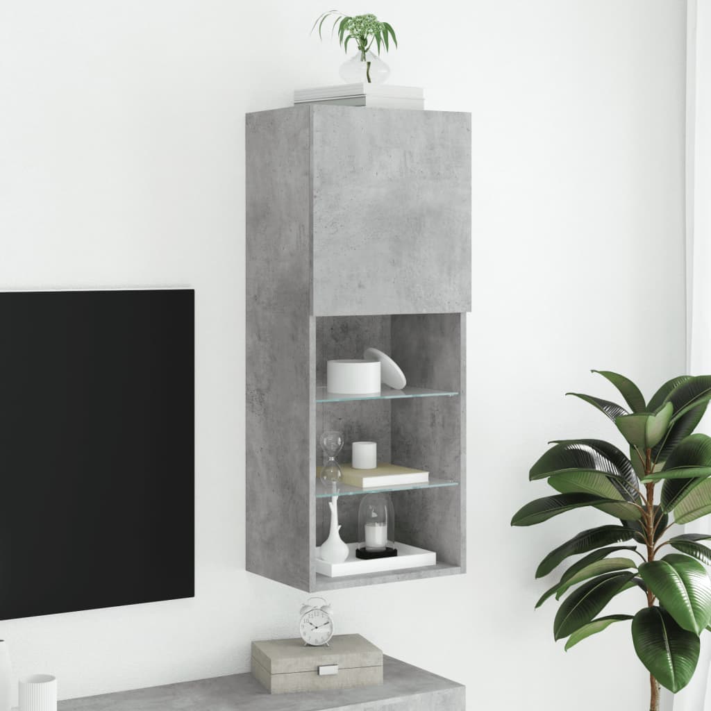 vidaXL Comodă TV cu lumini LED, gri beton, 40,5x30x102 cm vidaXL Comodă TV cu lumini LED, gri beton, 40,5x30x102 cm