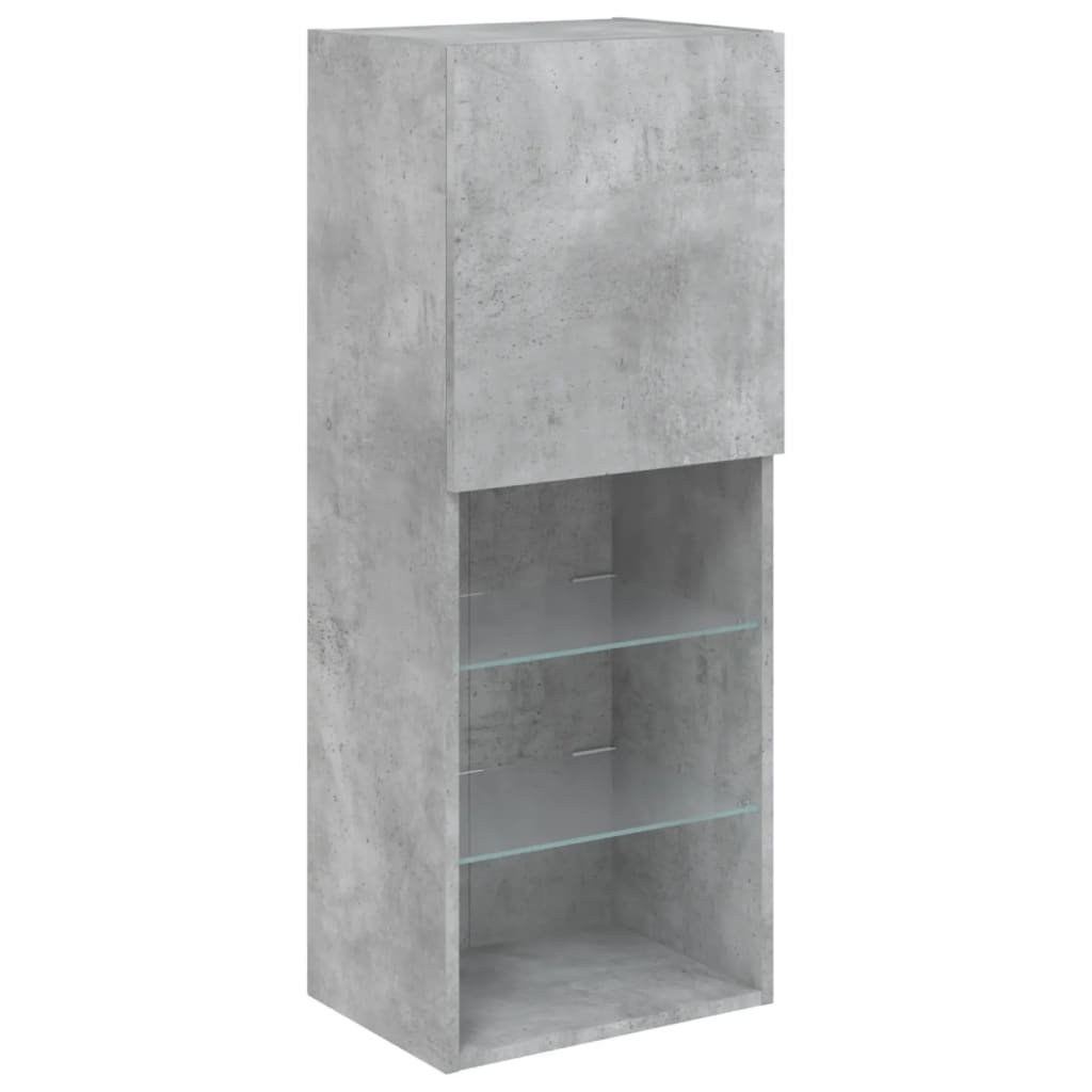 vidaXL Comodă TV cu lumini LED, gri beton, 40,5x30x102 cm vidaXL Comodă TV cu lumini LED, gri beton, 40,5x30x102 cm