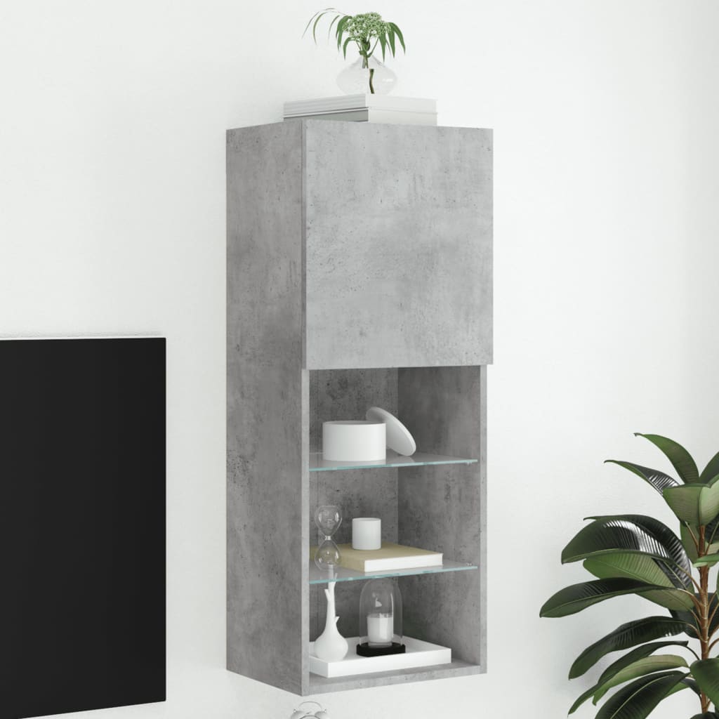 vidaXL Comodă TV cu lumini LED, gri beton, 40,5x30x102 cm vidaXL Comodă TV cu lumini LED, gri beton, 40,5x30x102 cm