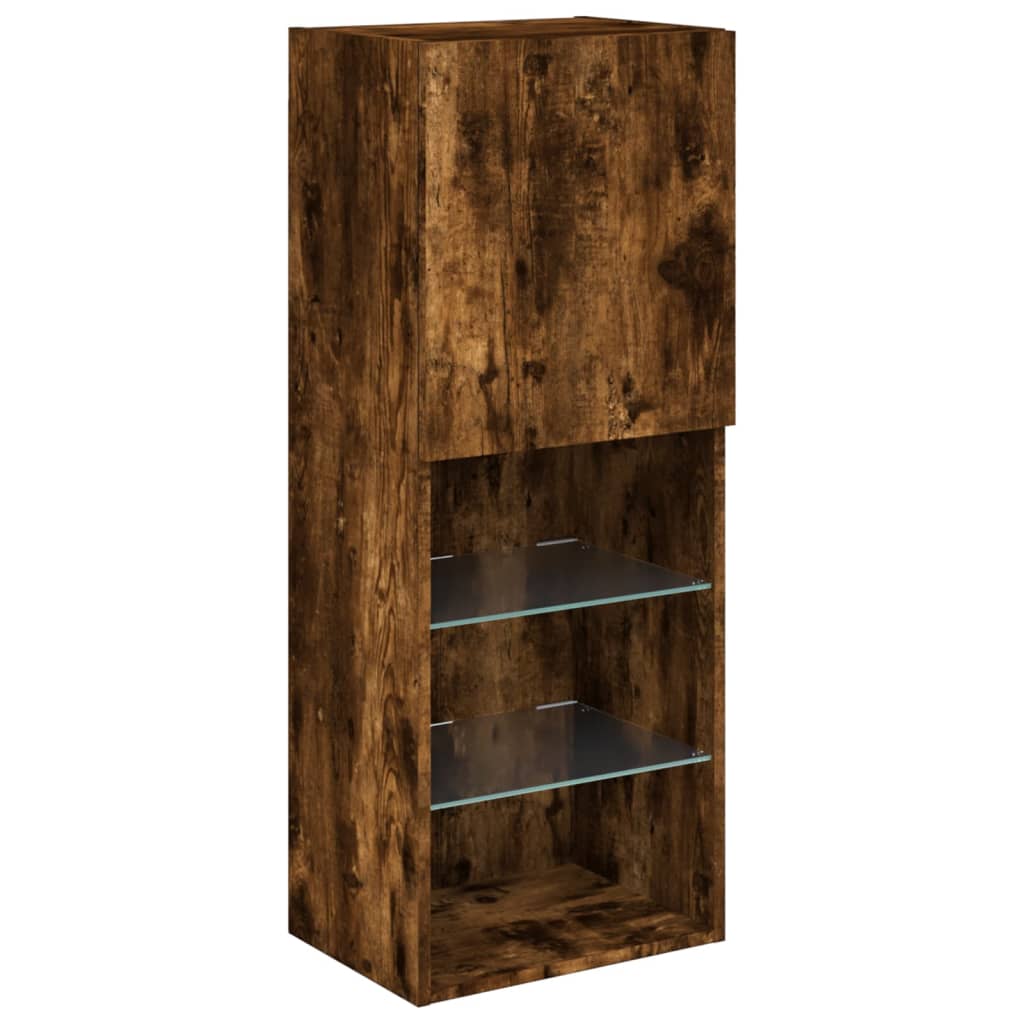 vidaXL Comodă TV cu lumini LED, stejar fumuriu, 40,5x30x102 cm