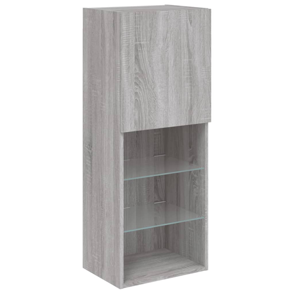 vidaXL Comodă TV cu lumini LED, gri sonoma, 40,5x30x102 cm vidaXL Comodă TV cu lumini LED, gri sonoma, 40,5x30x102 cm