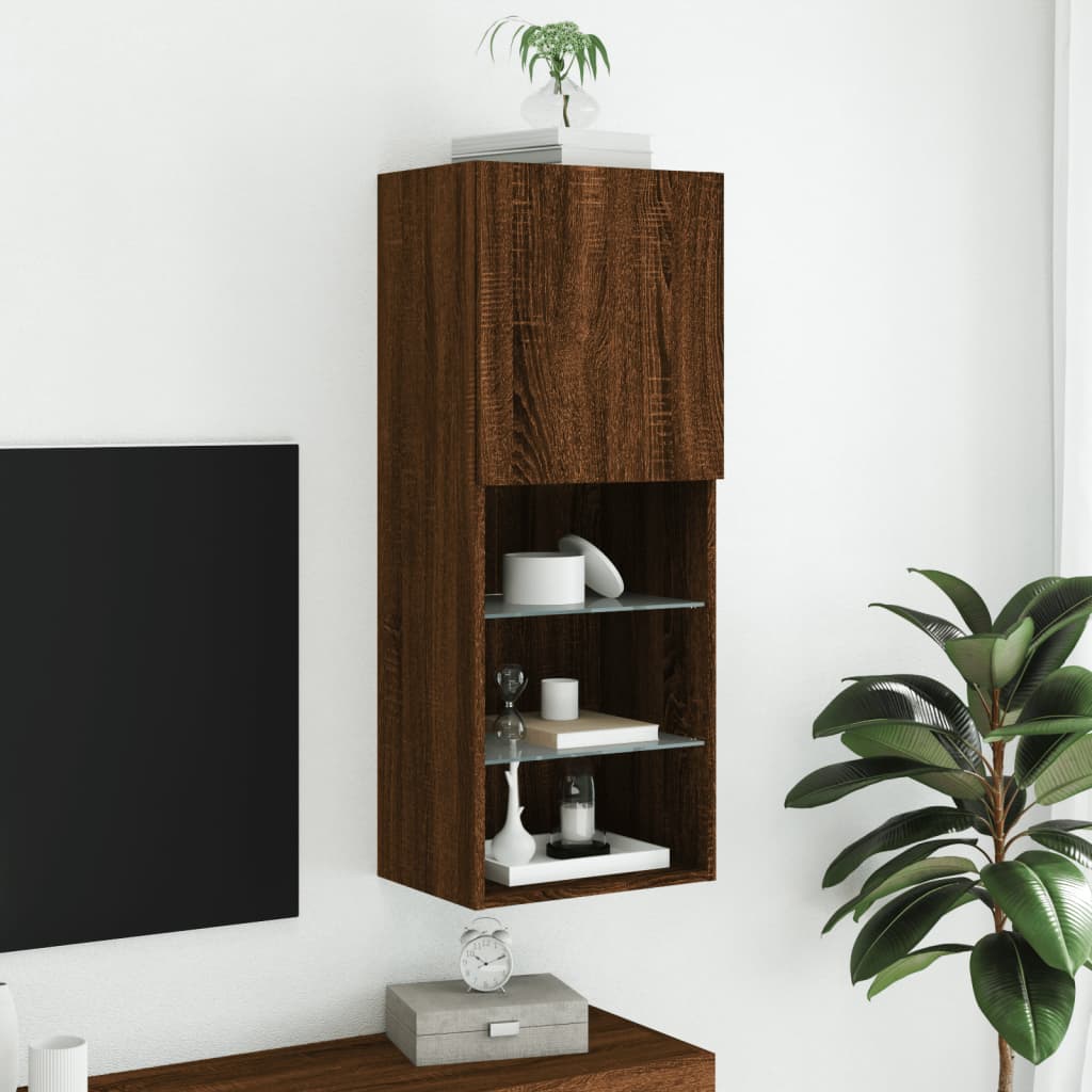 vidaXL Comodă TV cu lumini LED, stejar maro, 40,5x30x102 cm