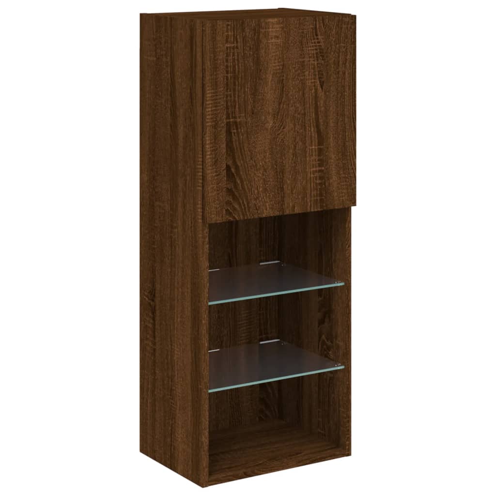 vidaXL Comodă TV cu lumini LED, stejar maro, 40,5x30x102 cm