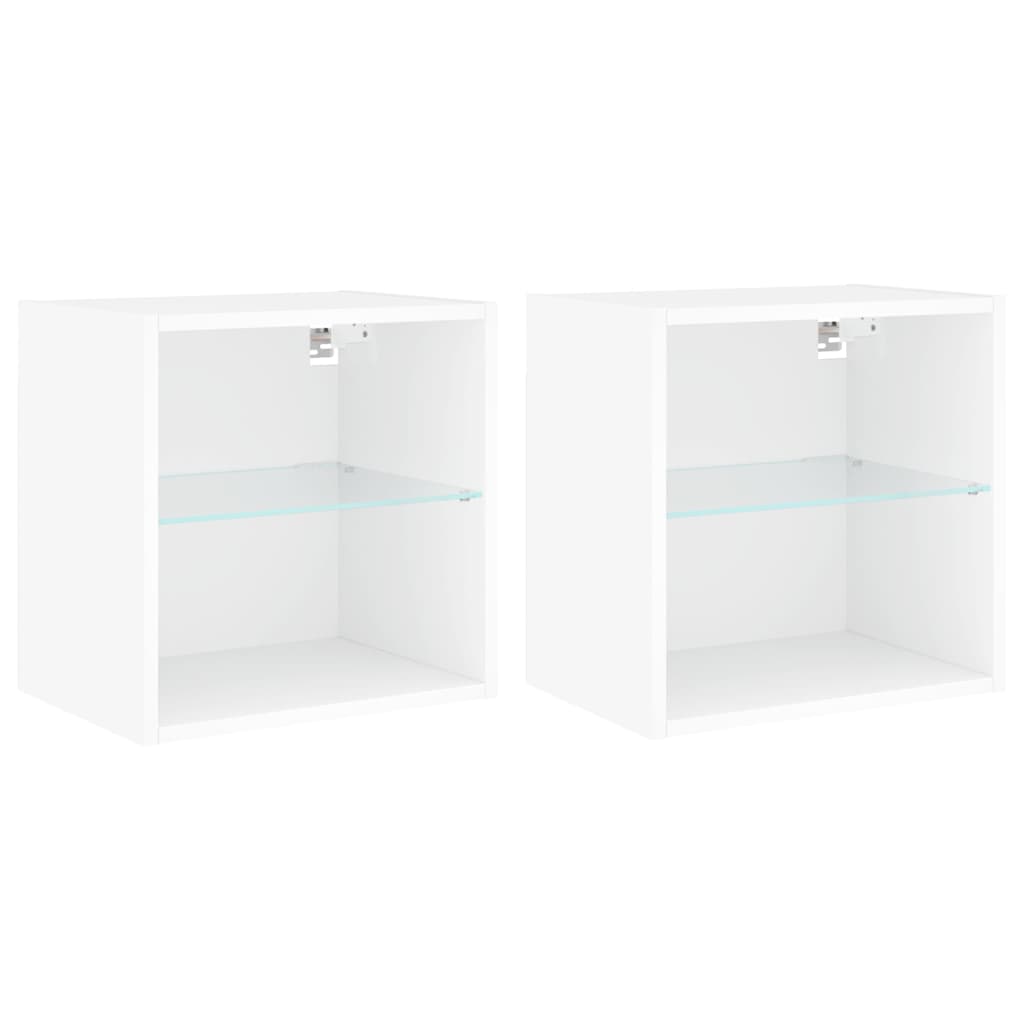 vidaXL Noptiere cu lumini LED montate pe perete, 2 buc., alb vidaXL Noptiere cu lumini LED montate pe perete, 2 buc., alb
