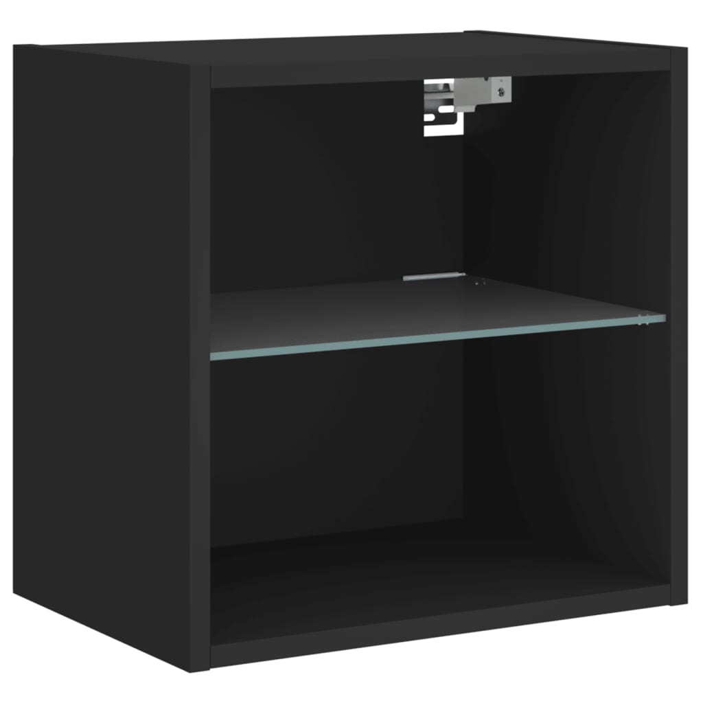 vidaXL Noptieră cu lumini LED montată pe perete, negru