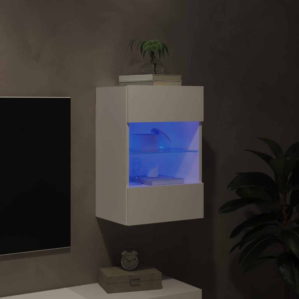 vidaXL Comodă TV de perete cu lumini LED, alb, 40x30x60,5 cm vidaXL Comodă TV de perete cu lumini LED, alb, 40x30x60,5 cm