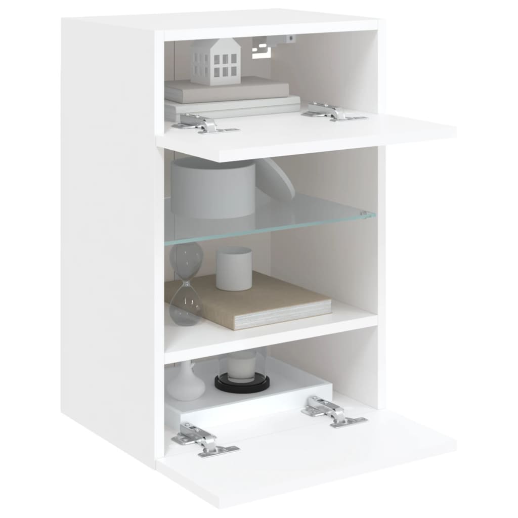 vidaXL Comodă TV de perete cu lumini LED, alb, 40x30x60,5 cm vidaXL Comodă TV de perete cu lumini LED, alb, 40x30x60,5 cm