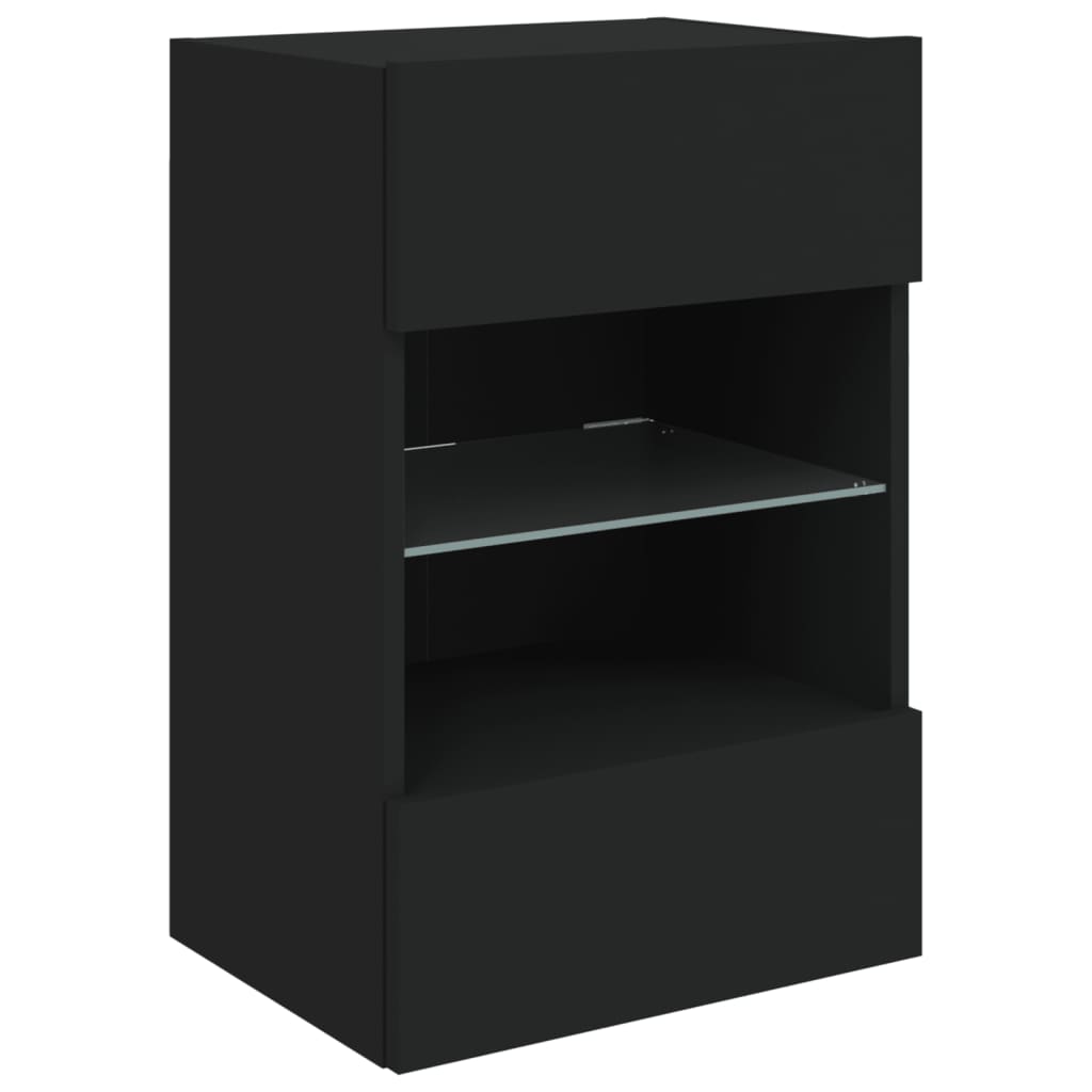 vidaXL Comodă TV de perete cu lumini LED, negru, 40x30x60,5 cm vidaXL Comodă TV de perete cu lumini LED, negru, 40x30x60,5 cm