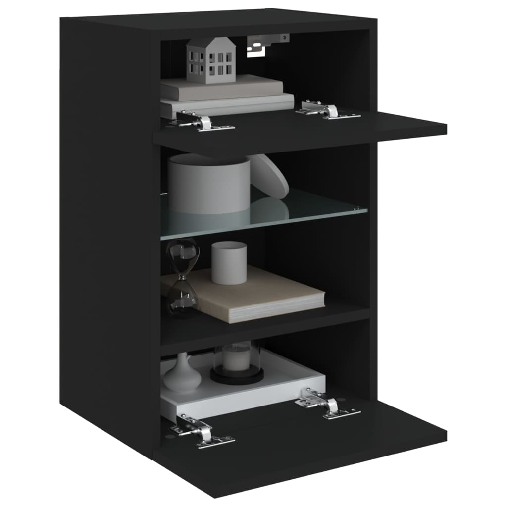 vidaXL Comodă TV de perete cu lumini LED, negru, 40x30x60,5 cm vidaXL Comodă TV de perete cu lumini LED, negru, 40x30x60,5 cm