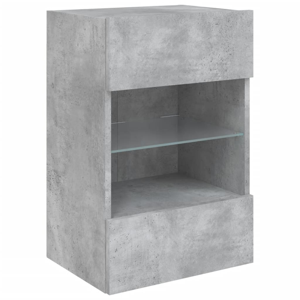 vidaXL Comodă TV de perete cu lumini LED, gri beton, 40x30x60,5 cm vidaXL Comodă TV de perete cu lumini LED, gri beton, 40x30x60,5 cm
