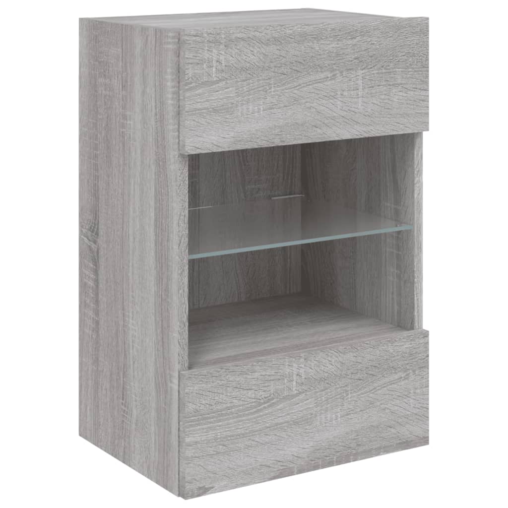 vidaXL Comodă TV de perete cu lumini LED, gri sonoma, 40x30x60,5 cm vidaXL Comodă TV de perete cu lumini LED, gri sonoma, 40x30x60,5 cm