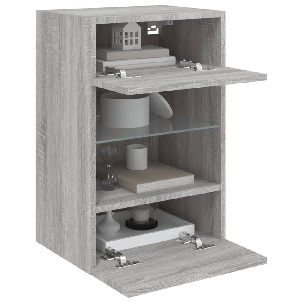 vidaXL Comodă TV de perete cu lumini LED, gri sonoma, 40x30x60,5 cm vidaXL Comodă TV de perete cu lumini LED, gri sonoma, 40x30x60,5 cm