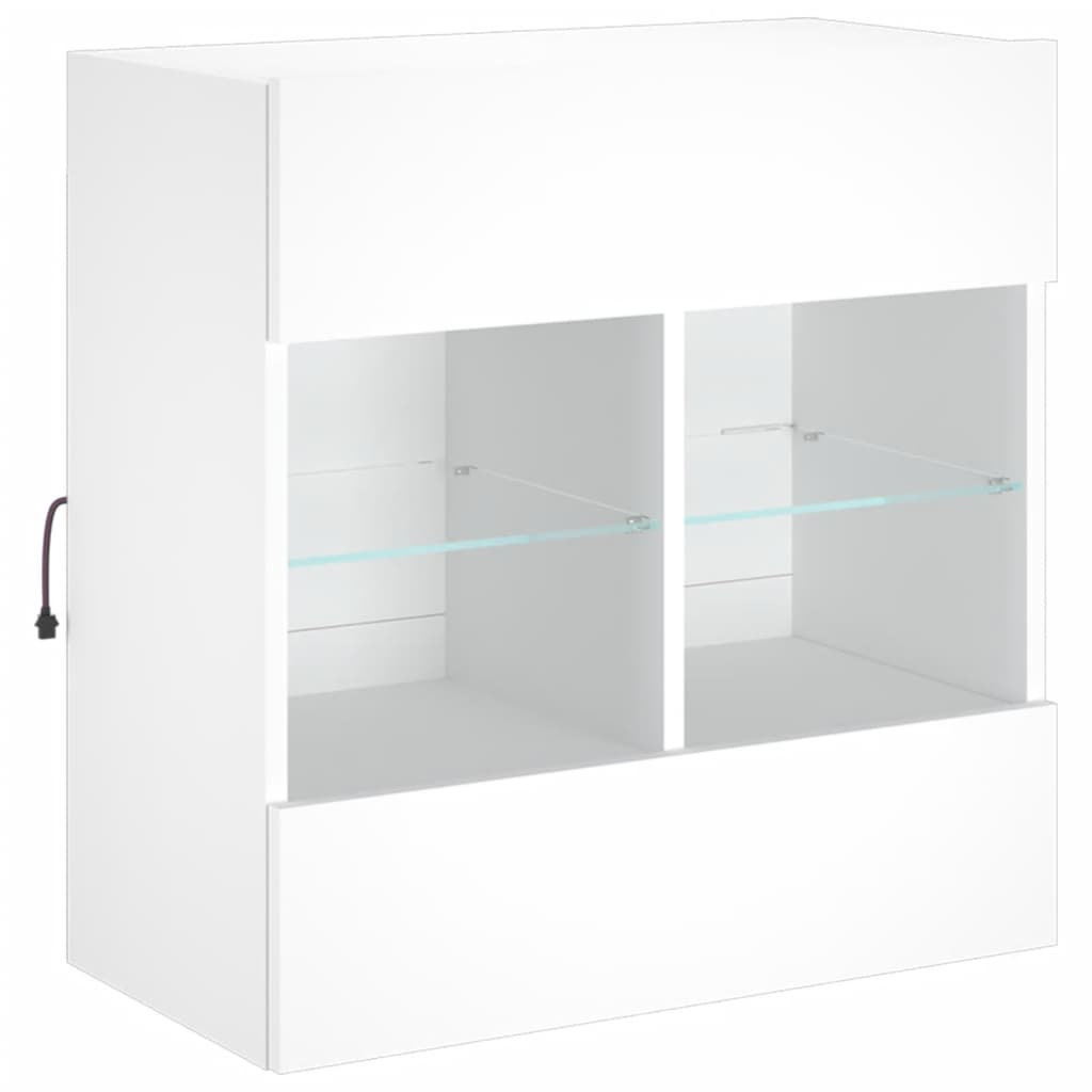 vidaXL Comodă TV de perete cu lumini LED, alb, 58,5x30x60,5 cm vidaXL Comodă TV de perete cu lumini LED, alb, 58,5x30x60,5 cm