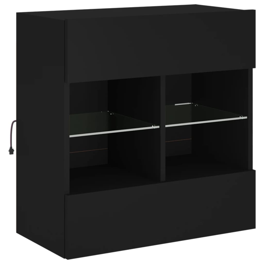 vidaXL Comodă TV de perete cu lumini LED, negru, 58,5x30x60,5 cm vidaXL Comodă TV de perete cu lumini LED, negru, 58,5x30x60,5 cm
