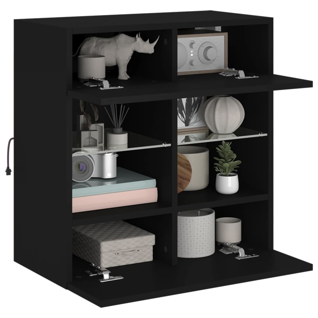 vidaXL Comodă TV de perete cu lumini LED, negru, 58,5x30x60,5 cm vidaXL Comodă TV de perete cu lumini LED, negru, 58,5x30x60,5 cm