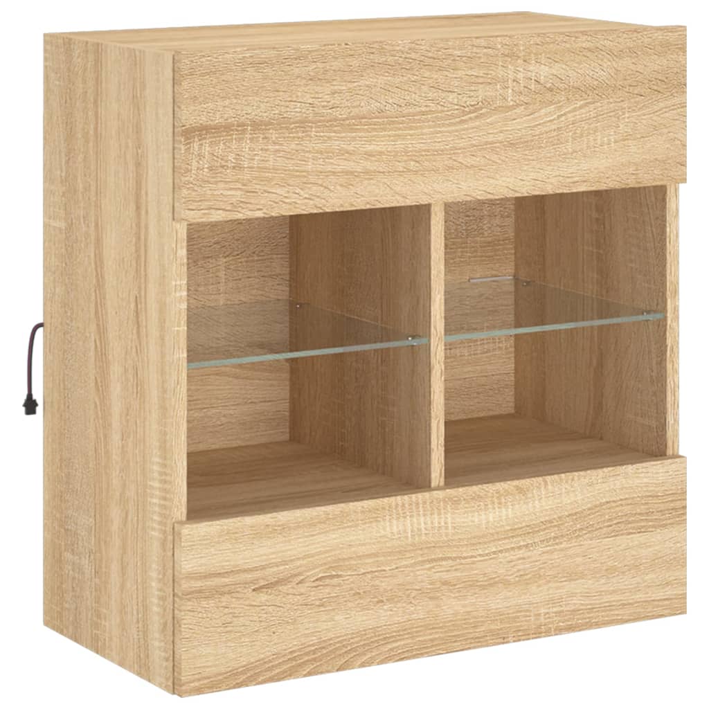 vidaXL Comodă TV de perete cu LED, stejar sonoma, 58,5x30x60,5 cm vidaXL Comodă TV de perete cu LED, stejar sonoma, 58,5x30x60,5 cm