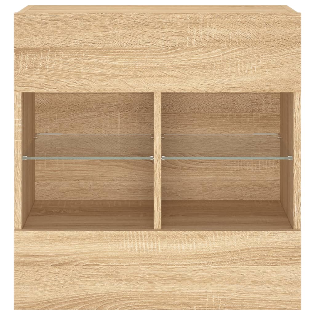 vidaXL Comodă TV de perete cu LED, stejar sonoma, 58,5x30x60,5 cm vidaXL Comodă TV de perete cu LED, stejar sonoma, 58,5x30x60,5 cm