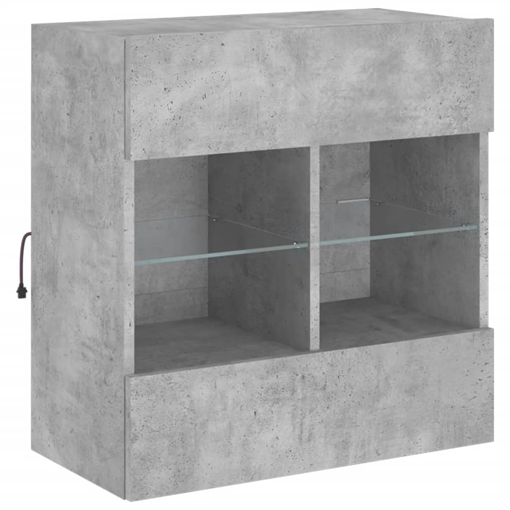 vidaXL Comodă TV de perete cu lumini LED, gri beton, 58,5x30x60,5 cm vidaXL Comodă TV de perete cu lumini LED, gri beton, 58,5x30x60,5 cm