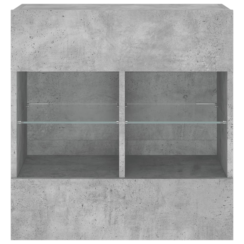 vidaXL Comodă TV de perete cu lumini LED, gri beton, 58,5x30x60,5 cm vidaXL Comodă TV de perete cu lumini LED, gri beton, 58,5x30x60,5 cm