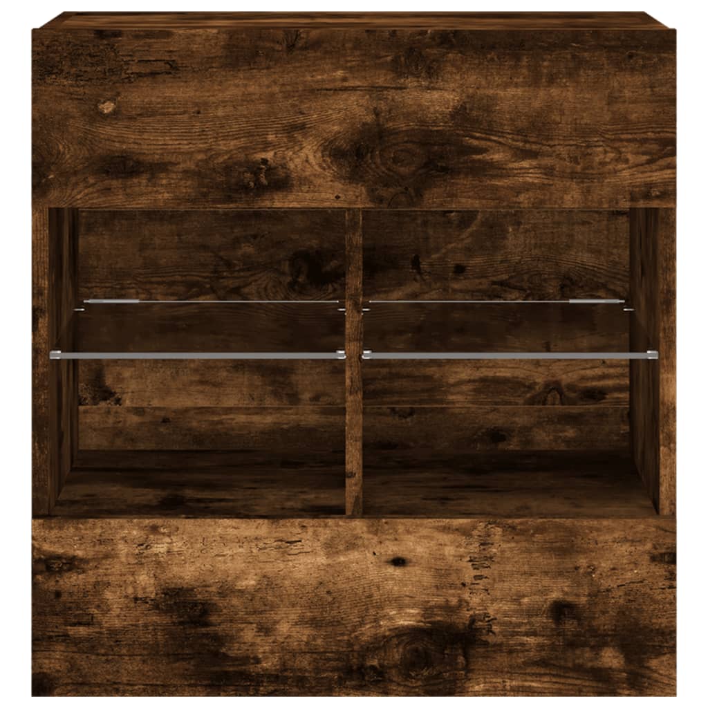 vidaXL Comodă TV de perete cu LED, stejar fumuriu, 58,5x30x60,5 cm vidaXL Comodă TV de perete cu LED, stejar fumuriu, 58,5x30x60,5 cm