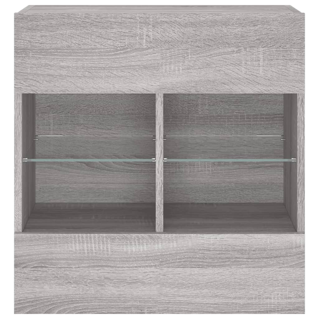 vidaXL Comodă TV de perete cu lumini LED, gri sonoma, 58,5x30x60,5 cm vidaXL Comodă TV de perete cu lumini LED, gri sonoma, 58,5x30x60,5 cm