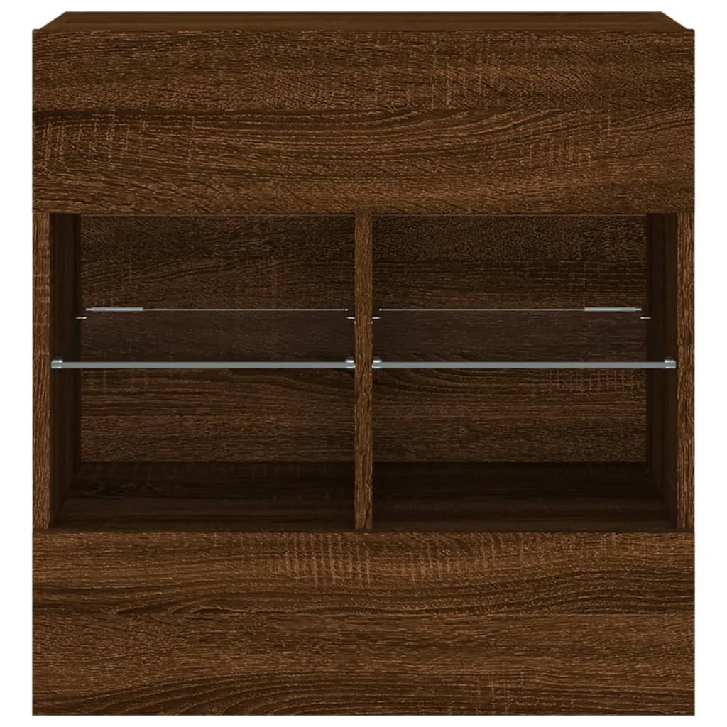 vidaXL Comodă TV de perete cu lumini LED, stejar maro, 58,5x30x60,5 cm vidaXL Comodă TV de perete cu lumini LED, stejar maro, 58,5x30x60,5 cm