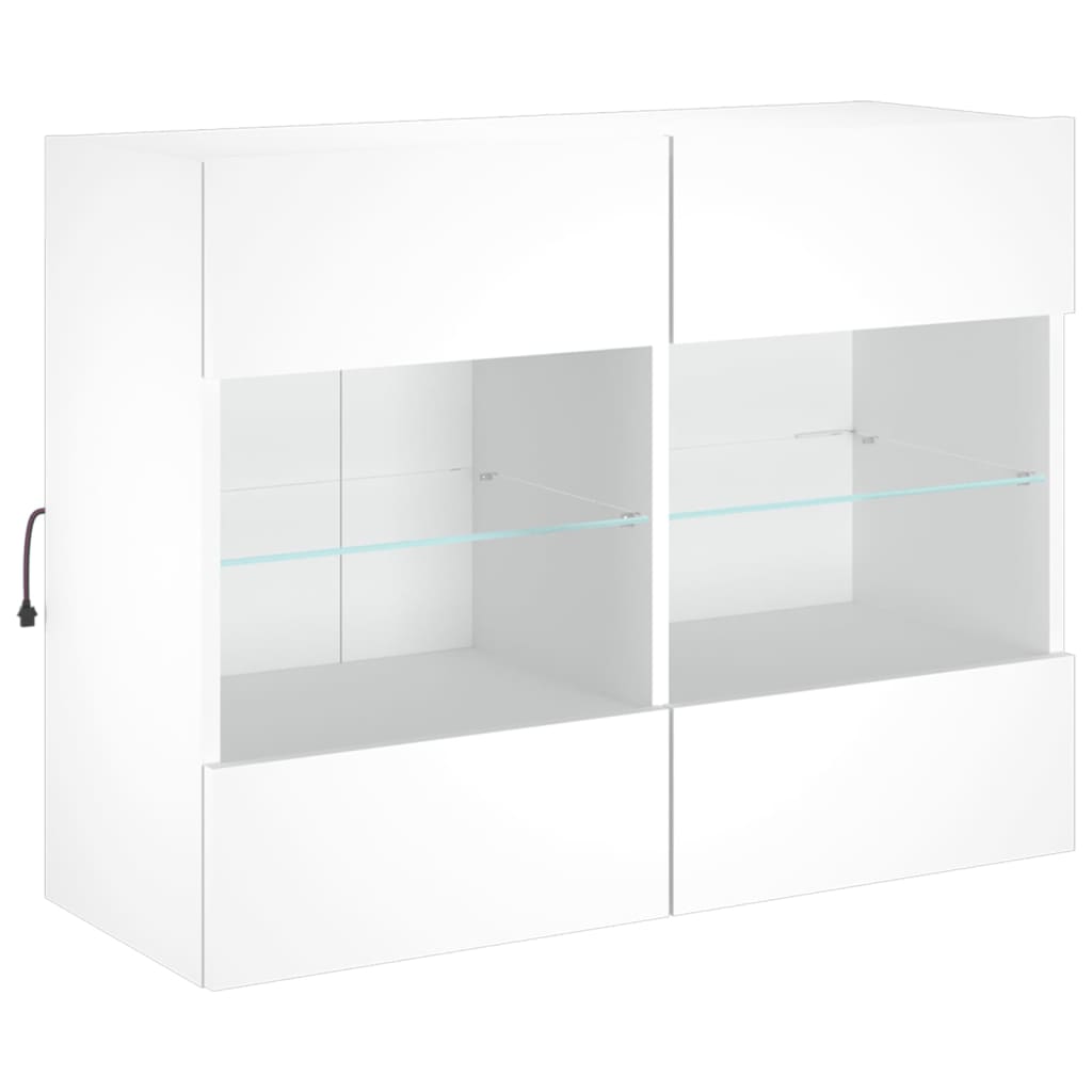 vidaXL Comodă TV de perete cu lumini LED, alb, 78,5x30x60,5 cm vidaXL Comodă TV de perete cu lumini LED, alb, 78,5x30x60,5 cm