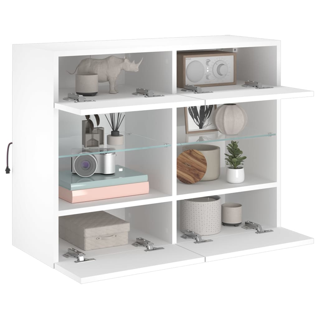 vidaXL Comodă TV de perete cu lumini LED, alb, 78,5x30x60,5 cm vidaXL Comodă TV de perete cu lumini LED, alb, 78,5x30x60,5 cm