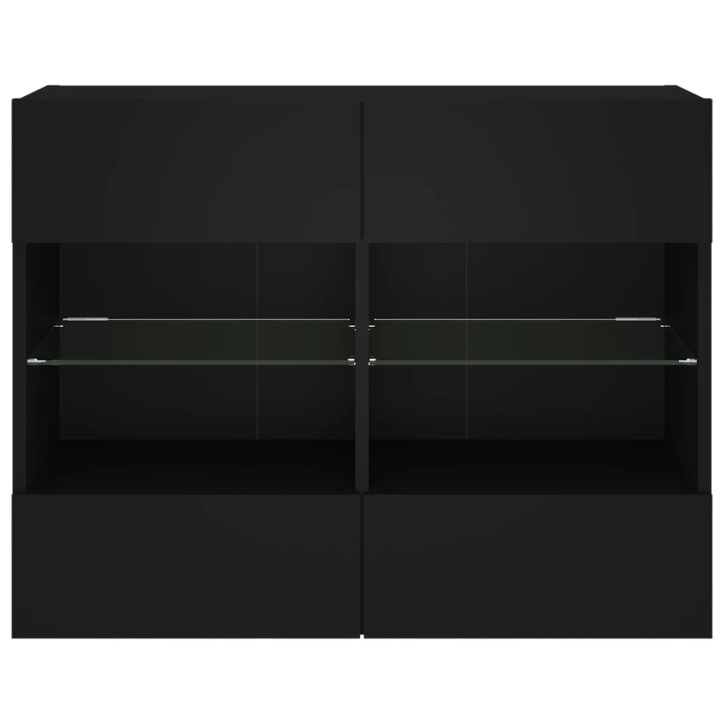 vidaXL Comodă TV de perete cu lumini LED, negru, 78,5x30x60,5 cm vidaXL Comodă TV de perete cu lumini LED, negru, 78,5x30x60,5 cm