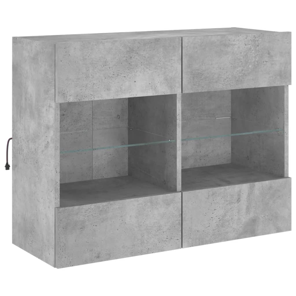 vidaXL Comodă TV de perete cu lumini LED, gri beton, 78,5x30x60,5 cm vidaXL Comodă TV de perete cu lumini LED, gri beton, 78,5x30x60,5 cm
