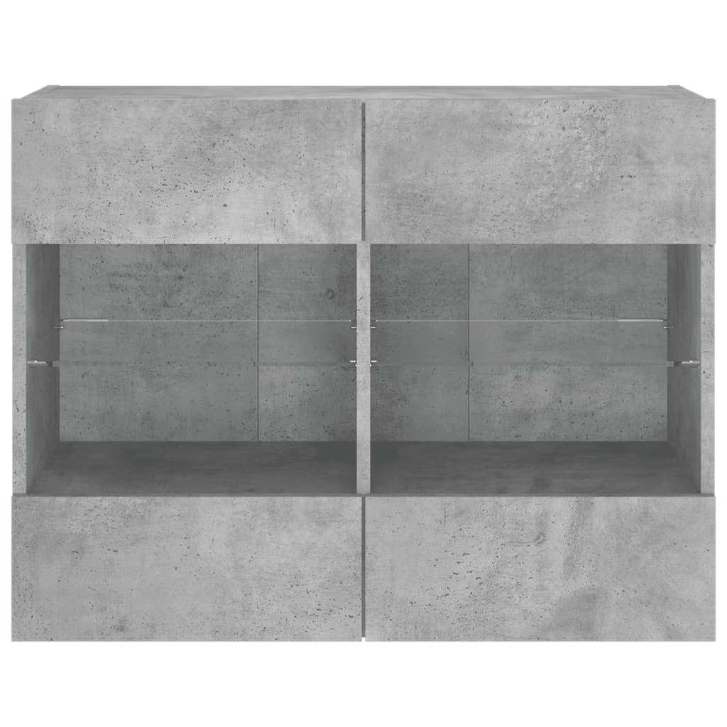 vidaXL Comodă TV de perete cu lumini LED, gri beton, 78,5x30x60,5 cm vidaXL Comodă TV de perete cu lumini LED, gri beton, 78,5x30x60,5 cm