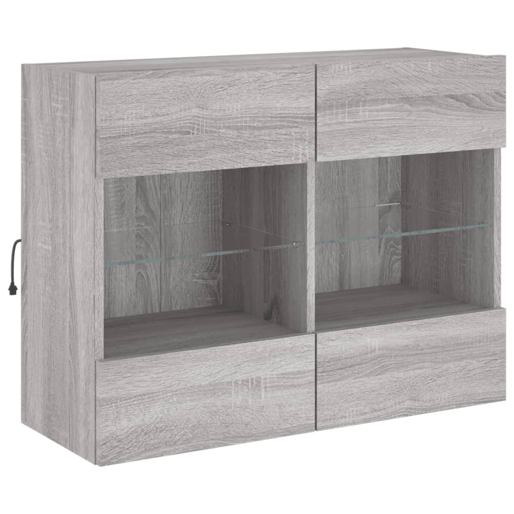 vidaXL Comodă TV de perete cu lumini LED, gri sonoma, 78,5x30x60,5 cm vidaXL Comodă TV de perete cu lumini LED, gri sonoma, 78,5x30x60,5 cm