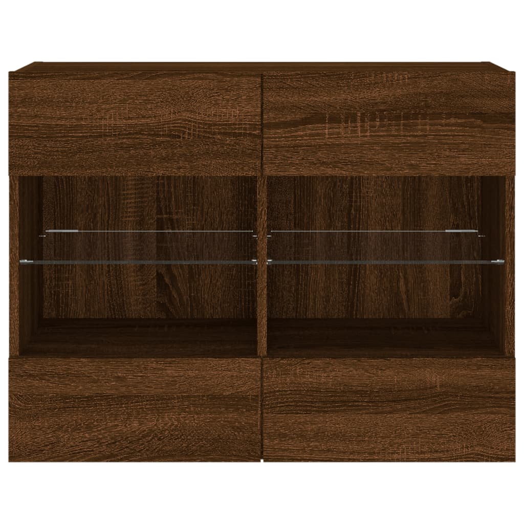 vidaXL Comodă TV de perete cu lumini LED, stejar maro, 78,5x30x60,5 cm vidaXL Comodă TV de perete cu lumini LED, stejar maro, 78,5x30x60,5 cm