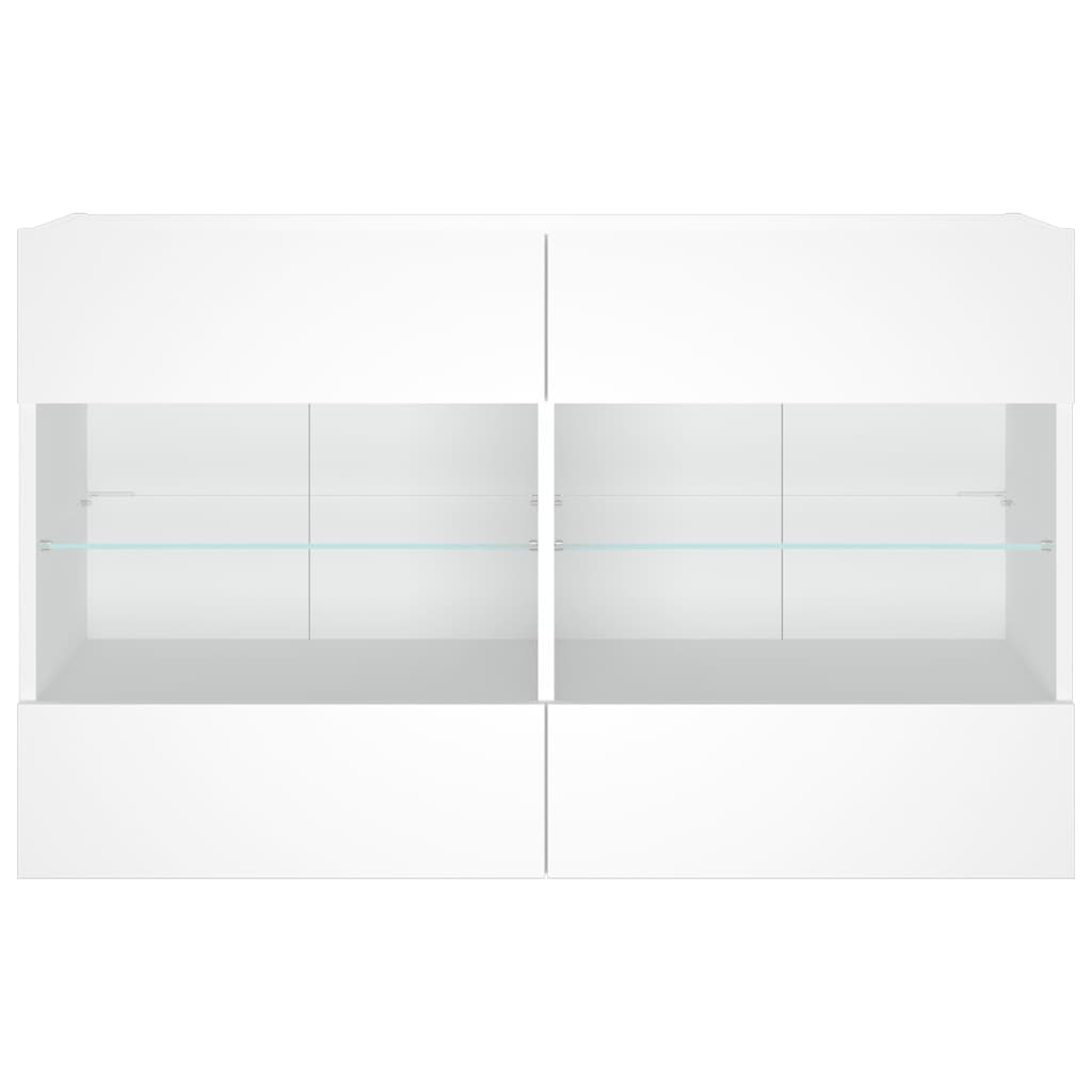 vidaXL Comodă TV de perete cu lumini LED, alb, 98,5x30x60,5 cm