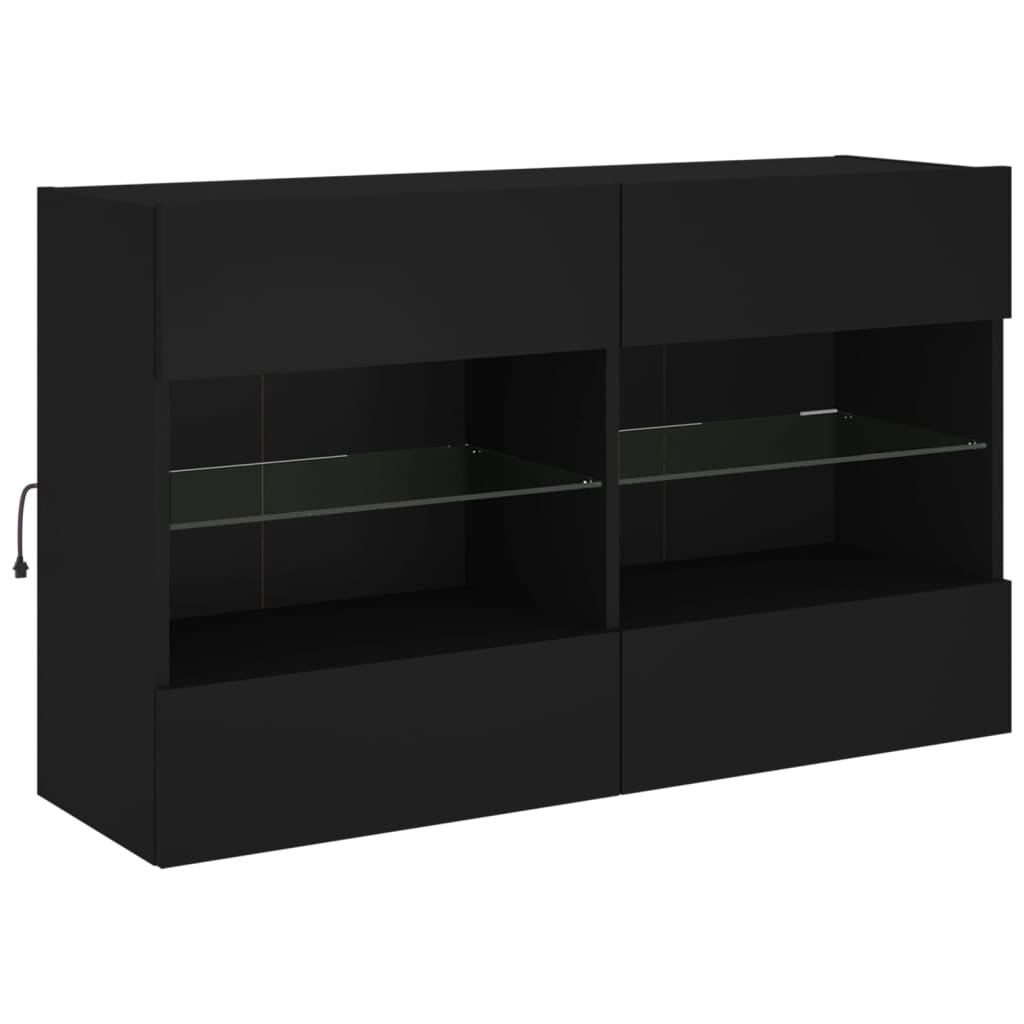 vidaXL Comodă TV de perete cu lumini LED, negru, 98,5x30x60,5 cm vidaXL Comodă TV de perete cu lumini LED, negru, 98,5x30x60,5 cm