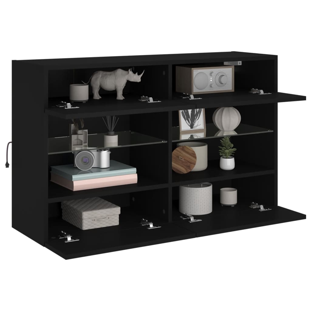 vidaXL Comodă TV de perete cu lumini LED, negru, 98,5x30x60,5 cm vidaXL Comodă TV de perete cu lumini LED, negru, 98,5x30x60,5 cm