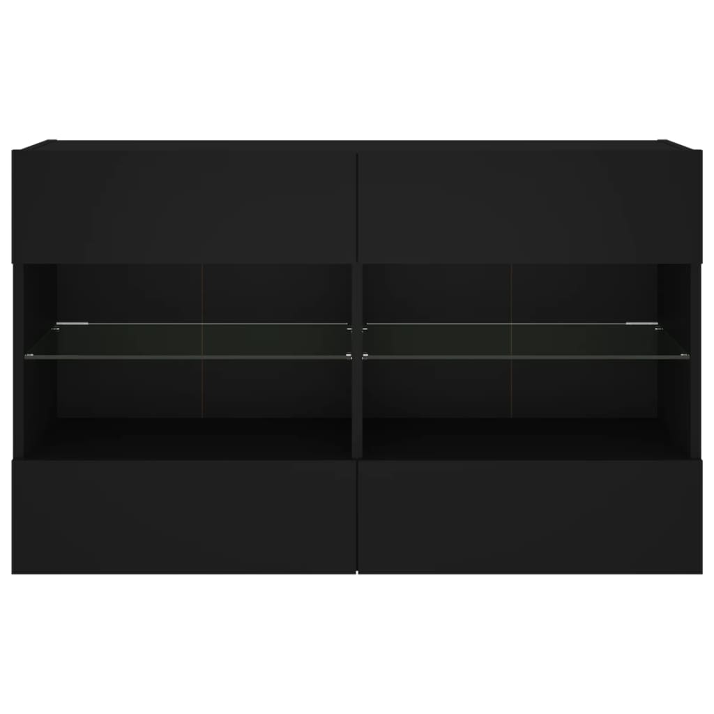 vidaXL Comodă TV de perete cu lumini LED, negru, 98,5x30x60,5 cm vidaXL Comodă TV de perete cu lumini LED, negru, 98,5x30x60,5 cm