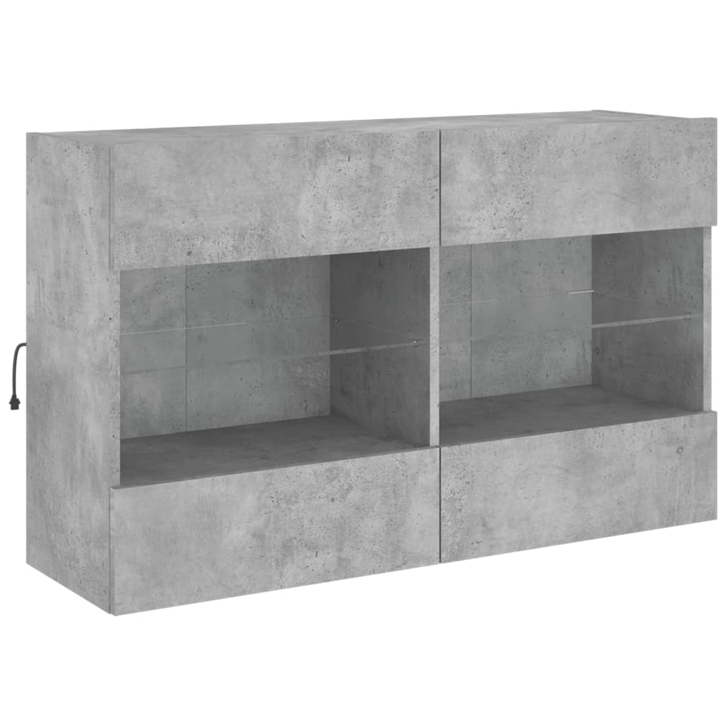 vidaXL Comodă TV de perete cu lumini LED, gri beton, 98,5x30x60,5 cm vidaXL Comodă TV de perete cu lumini LED, gri beton, 98,5x30x60,5 cm