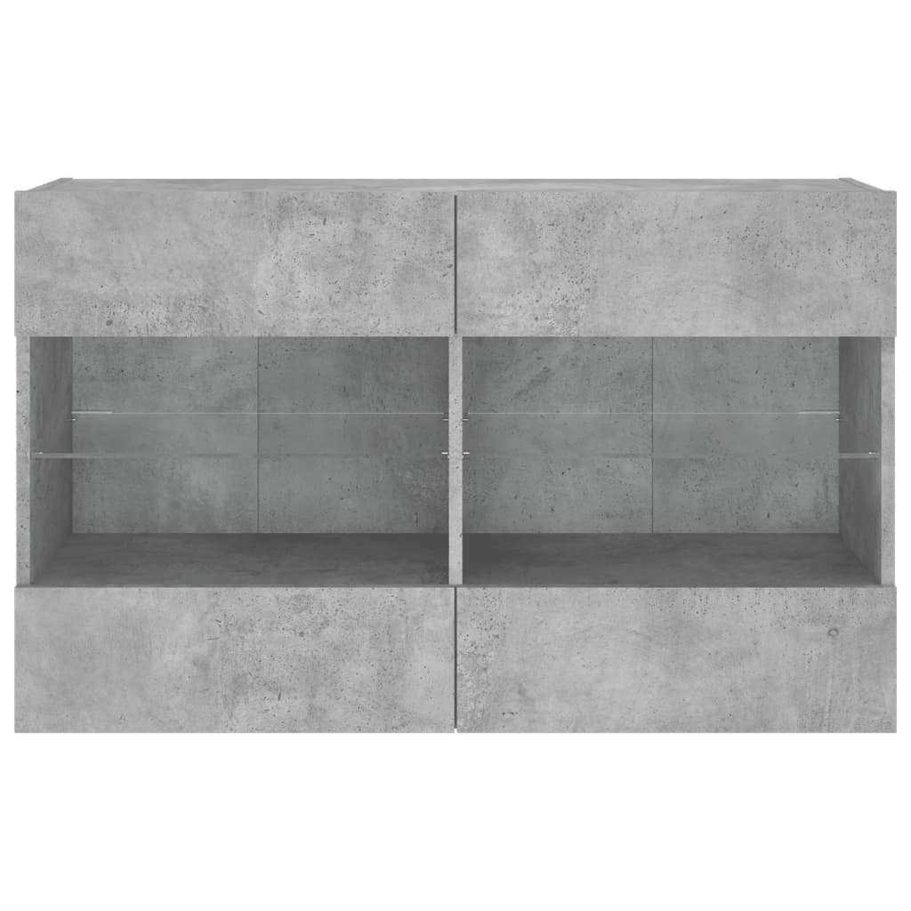 vidaXL Comodă TV de perete cu lumini LED, gri beton, 98,5x30x60,5 cm vidaXL Comodă TV de perete cu lumini LED, gri beton, 98,5x30x60,5 cm